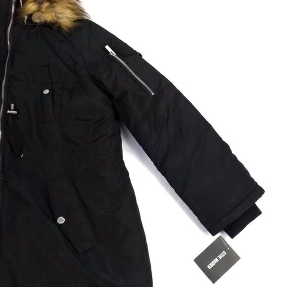Steve Madden Mid Length Hooded Zip Front Long Sleeve Winter Parka Coat Womens L - Picture 7 of 16